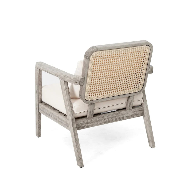 Fauteuil de jardin club en bois d'acacia, mobilier de jardin, coussin épais imperméable pour porche, jardin, cour arrière