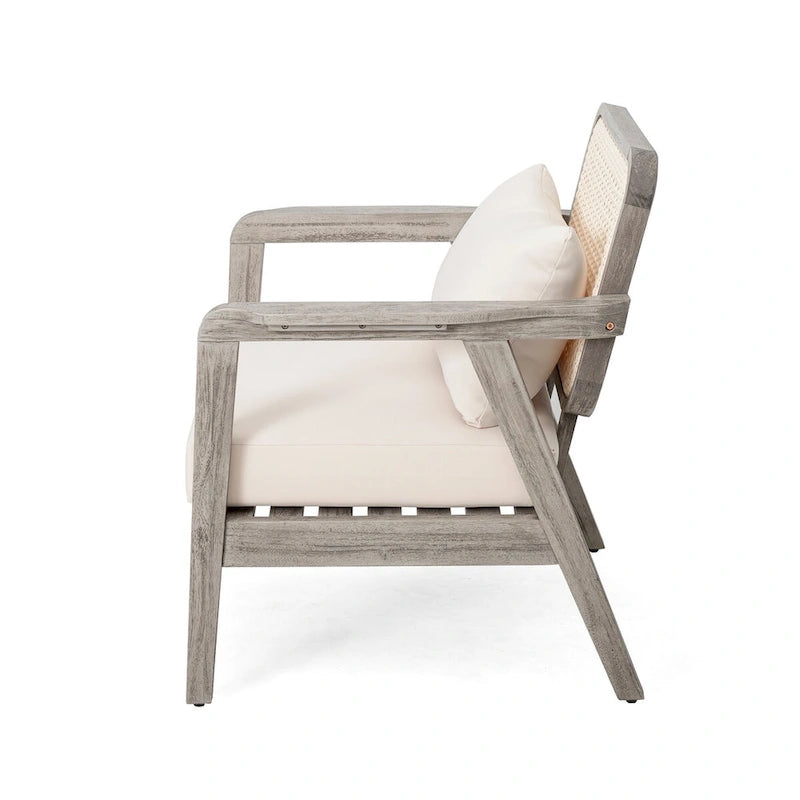 Fauteuil de jardin club en bois d'acacia, mobilier de jardin, coussin épais imperméable pour porche, jardin, cour arrière