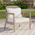 Fauteuil de jardin club en bois d'acacia, mobilier de jardin, coussin épais imperméable pour porche, jardin, cour arrière