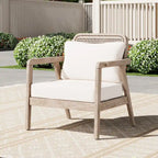 Fauteuil de jardin club en bois d'acacia, mobilier de jardin, coussin épais imperméable pour porche, jardin, cour arrière