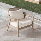 Fauteuil de jardin club en bois d'acacia, mobilier de jardin, coussin épais imperméable pour porche, jardin, cour arrière