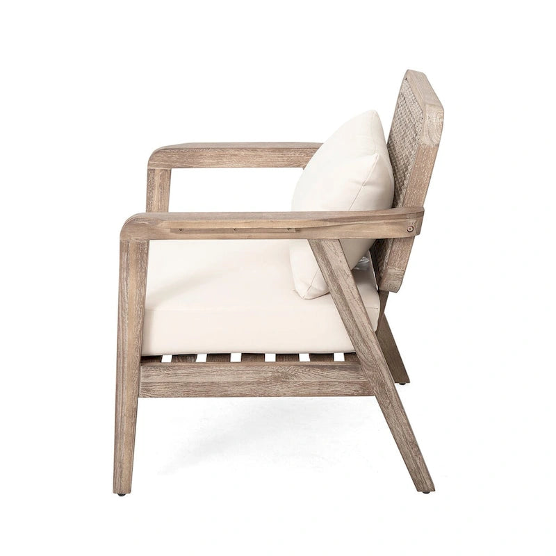 Fauteuil de jardin club en bois d'acacia, mobilier de jardin, coussin épais imperméable pour porche, jardin, cour arrière