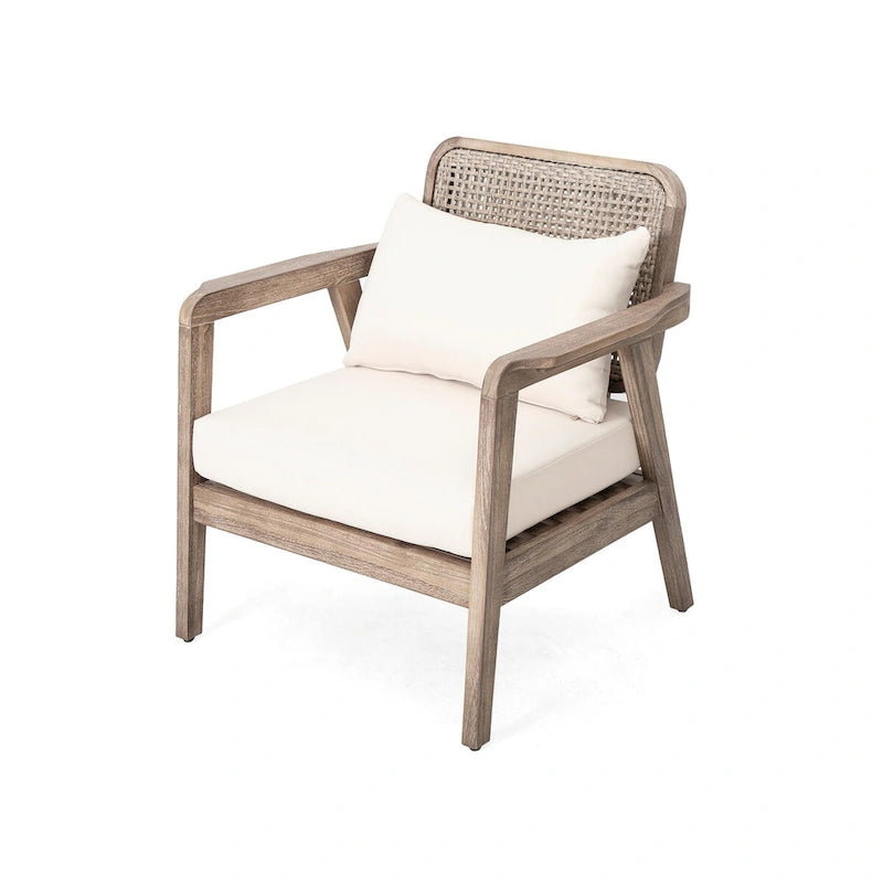 Fauteuil de jardin club en bois d'acacia, mobilier de jardin, coussin épais imperméable pour porche, jardin, cour arrière