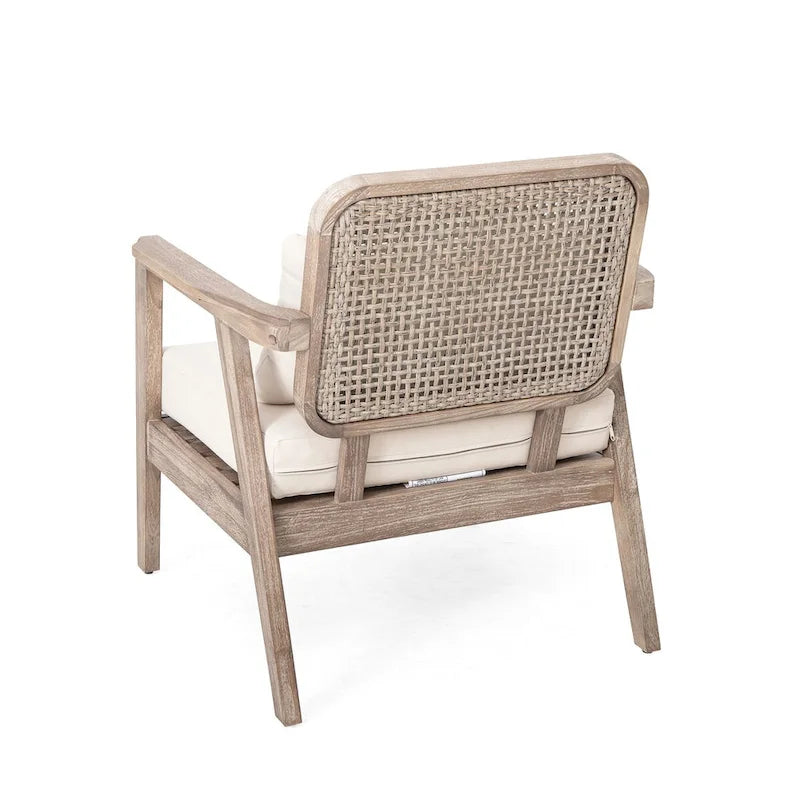 Fauteuil de jardin club en bois d'acacia, mobilier de jardin, coussin épais imperméable pour porche, jardin, cour arrière