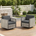 Lot de 2 fauteuils de jardin pivotants et à bascule pour porche - Gris foncé