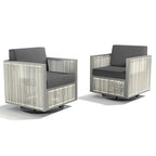 Lot de 2 fauteuils de jardin pivotants et à bascule pour porche - Gris foncé