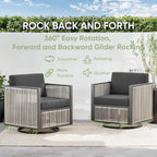 Lot de 2 fauteuils de jardin pivotants et à bascule pour porche - Gris foncé