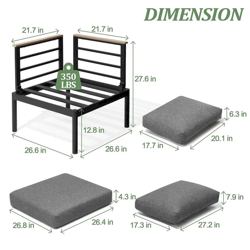 Canapé d'angle en aluminium Pellebant avec coussins
