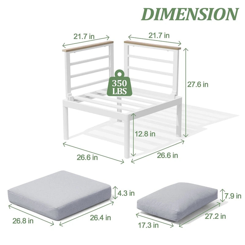 Canapé d'angle en aluminium Pellebant avec coussins