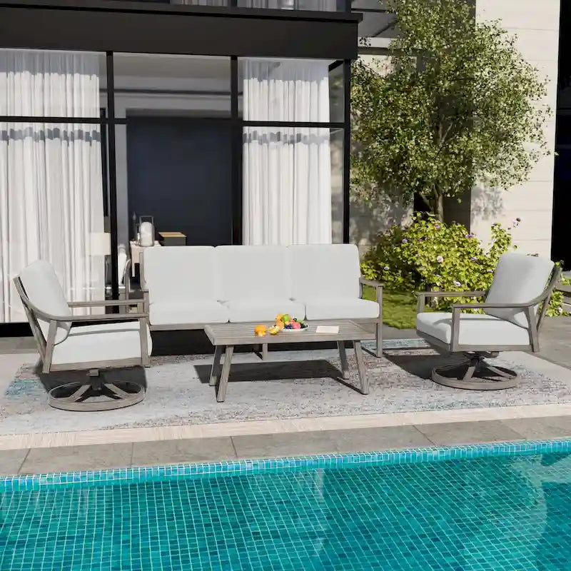 Table basse d'extérieur en aluminium monobloc pour terrasse