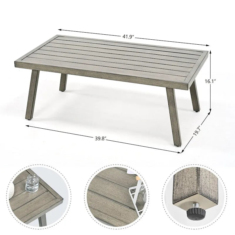 Table basse d'extérieur en aluminium monobloc pour terrasse