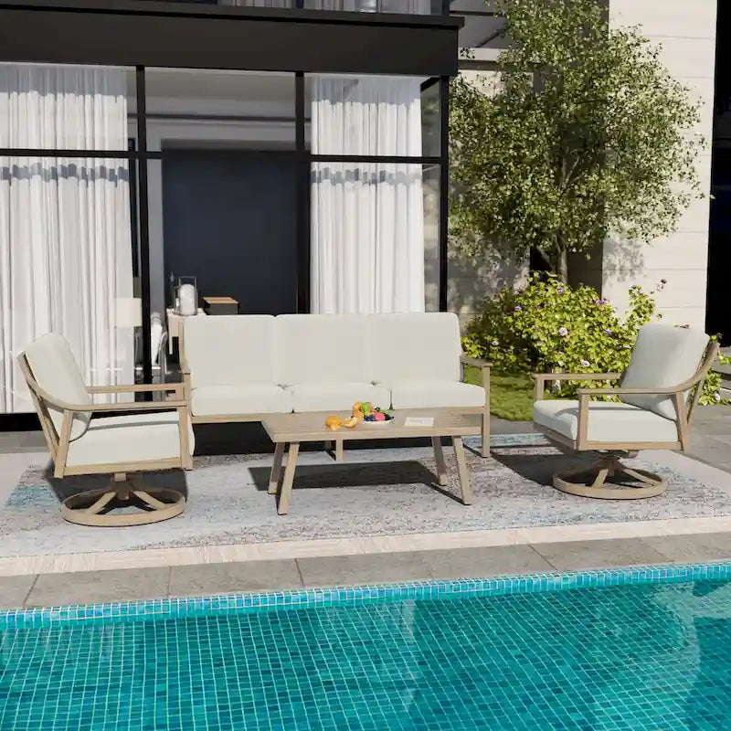 Table basse d'extérieur en aluminium monobloc pour terrasse