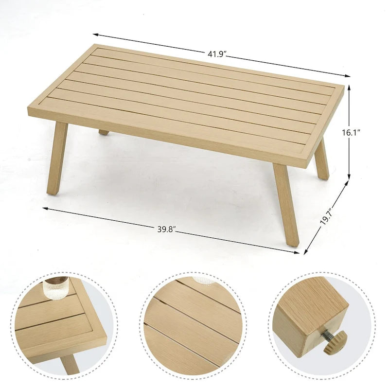 Table basse d'extérieur en aluminium monobloc pour terrasse