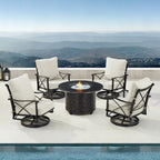 Black Aluminum Fire Table Set with Four Club Chairs