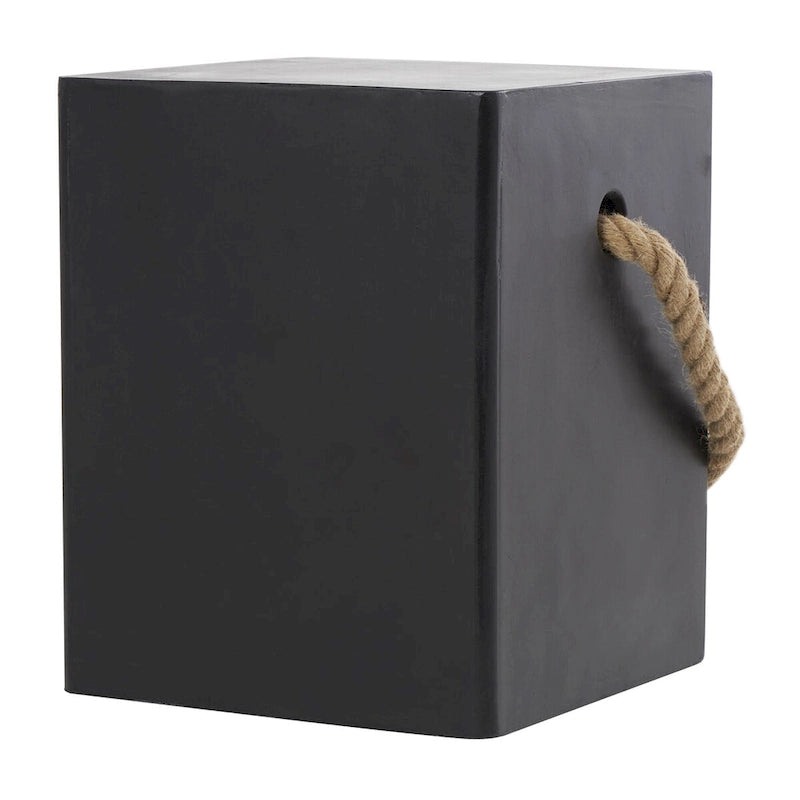 Table d'appoint d'extérieur légère en oxyde de magnésium avec poignée en corde - Noir ou blanc - Roche River Decor
