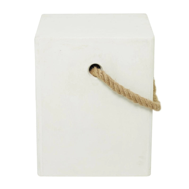 Table d'appoint d'extérieur légère en oxyde de magnésium avec poignée en corde - Noir ou blanc - Roche River Decor