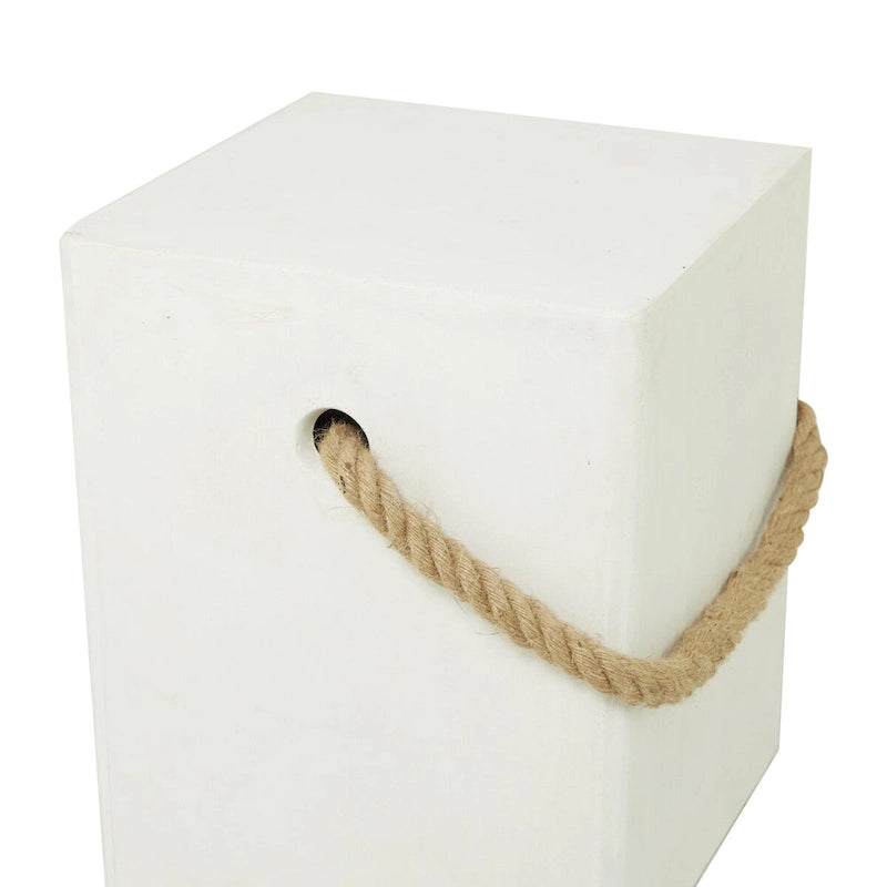 Table d'appoint d'extérieur légère en oxyde de magnésium avec poignée en corde - Noir ou blanc - Roche River Decor