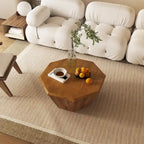 Élégance moderne au charme classique, table basse octogonale en bois massif de 80 cm pour salon ou chambre à coucher