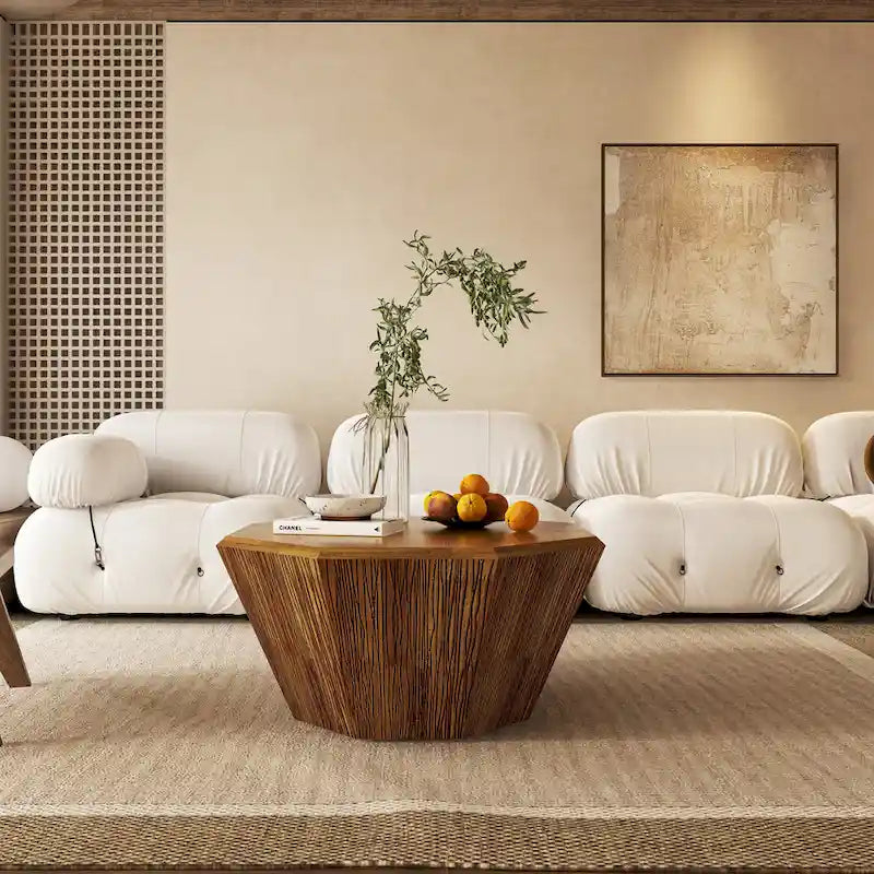 Modern Elegance with Classic Charm,31.5  Octagonal Solid Wood Coffee Table for Living Room Bedroom