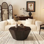 Élégance moderne au charme classique, table basse octogonale en bois massif de 80 cm pour salon ou chambre à coucher