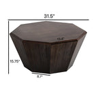 Élégance moderne au charme classique, table basse octogonale en bois massif de 80 cm pour salon ou chambre à coucher