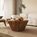 Élégance moderne au charme classique, table basse octogonale en bois massif de 80 cm pour salon ou chambre à coucher