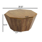 Élégance moderne au charme classique, table basse octogonale en bois massif de 80 cm pour salon ou chambre à coucher