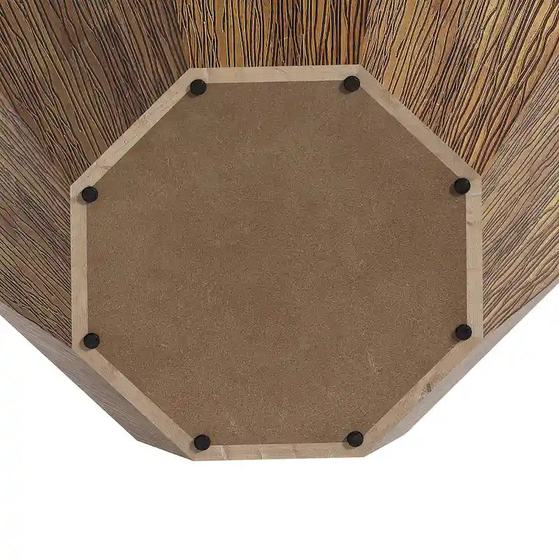 Élégance moderne au charme classique, table basse octogonale en bois massif de 80 cm pour salon ou chambre à coucher