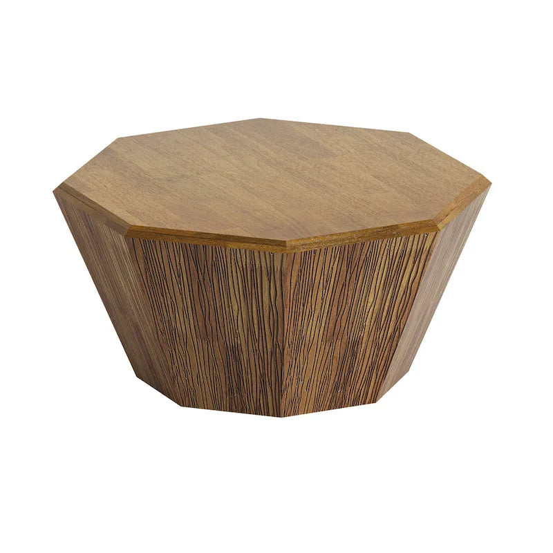 Élégance moderne au charme classique, table basse octogonale en bois massif de 80 cm pour salon ou chambre à coucher
