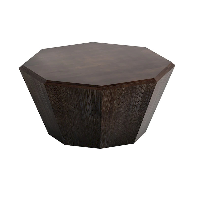 Élégance moderne au charme classique, table basse octogonale en bois massif de 80 cm pour salon ou chambre à coucher