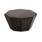 Élégance moderne au charme classique, table basse octogonale en bois massif de 80 cm pour salon ou chambre à coucher