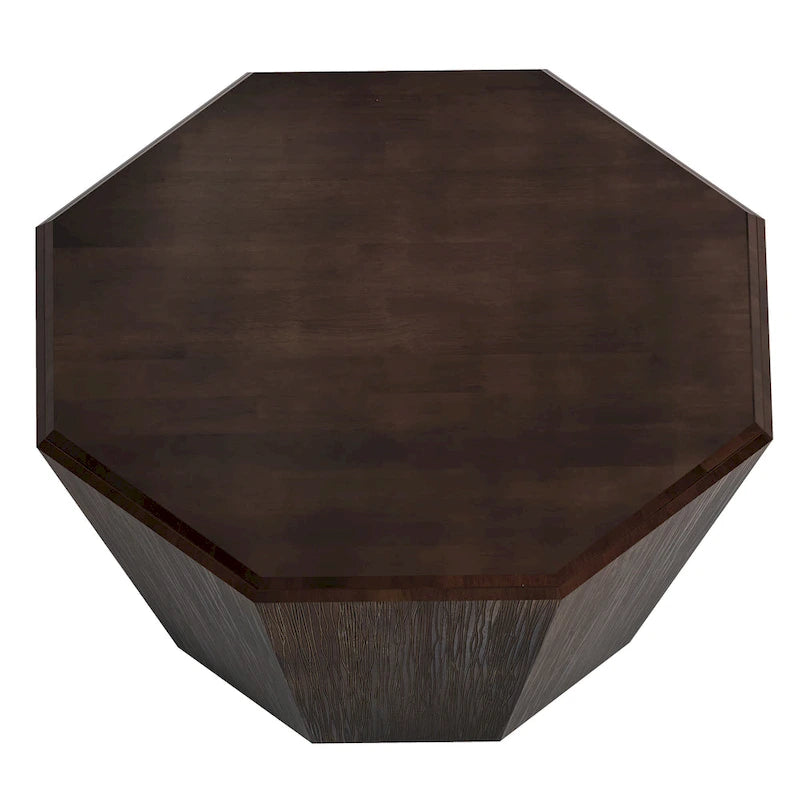 Élégance moderne au charme classique, table basse octogonale en bois massif de 80 cm pour salon ou chambre à coucher