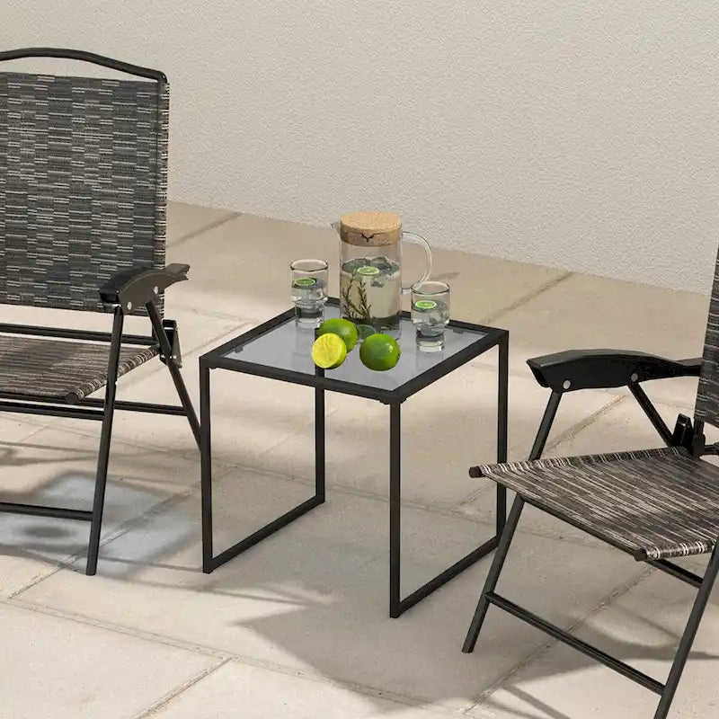 17 Outdoor Garden Patio Side Table Tempered Glass End Coffee Table