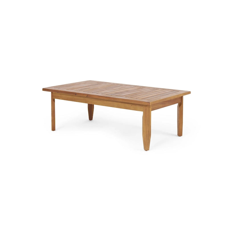 Table basse Sloane d'extérieur en bois d'acacia avec pouf, par Christopher Knight Home