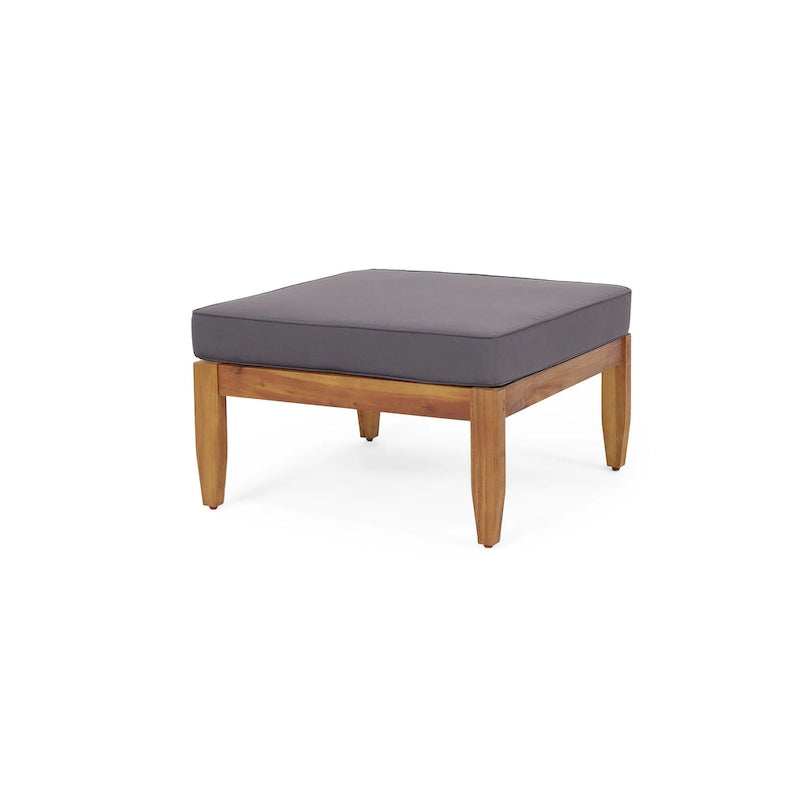 Table basse Sloane d'extérieur en bois d'acacia avec pouf, par Christopher Knight Home