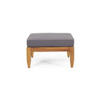 Table basse Sloane d'extérieur en bois d'acacia avec pouf, par Christopher Knight Home
