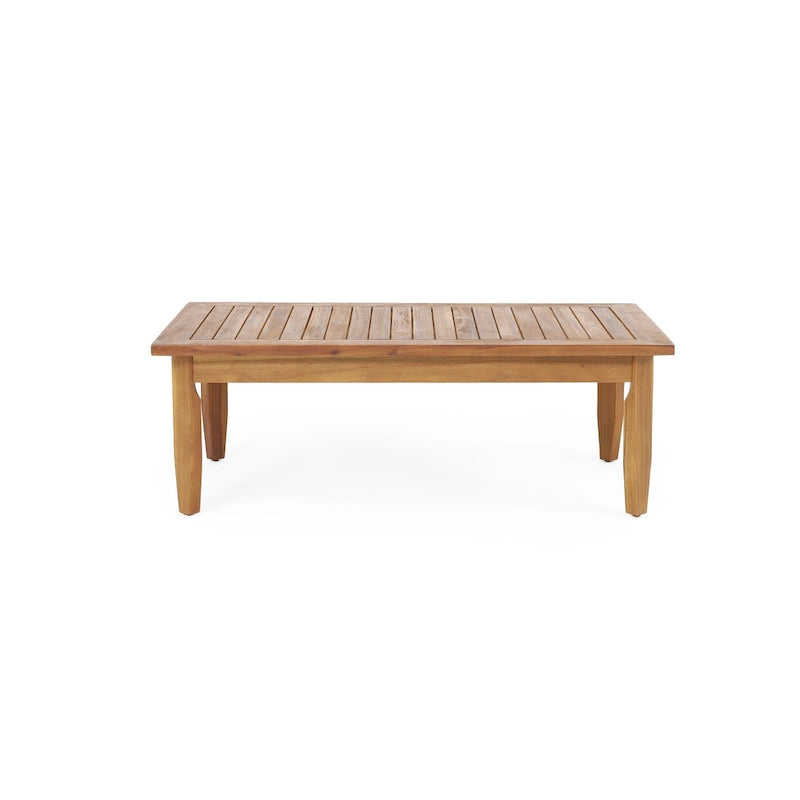 Table basse Sloane d'extérieur en bois d'acacia avec pouf, par Christopher Knight Home