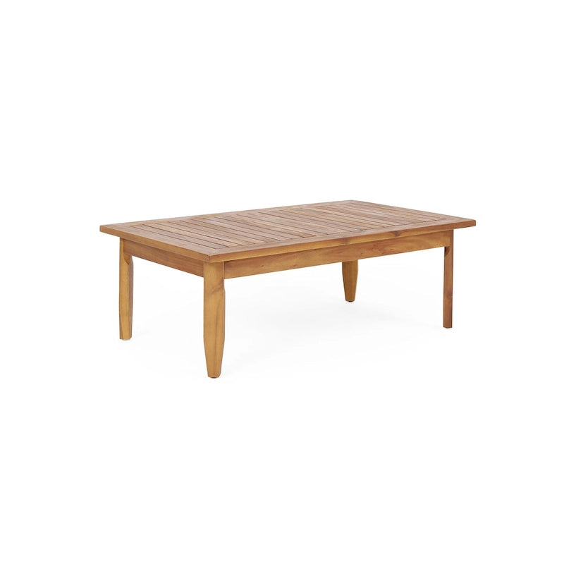 Table basse Sloane d'extérieur en bois d'acacia avec pouf, par Christopher Knight Home