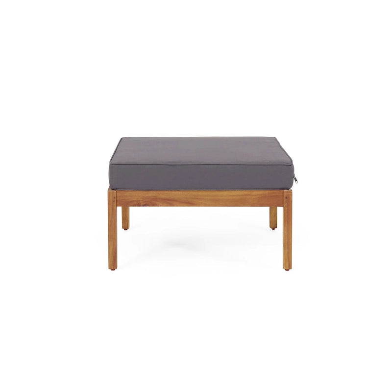 Table basse Sloane d'extérieur en bois d'acacia avec pouf, par Christopher Knight Home