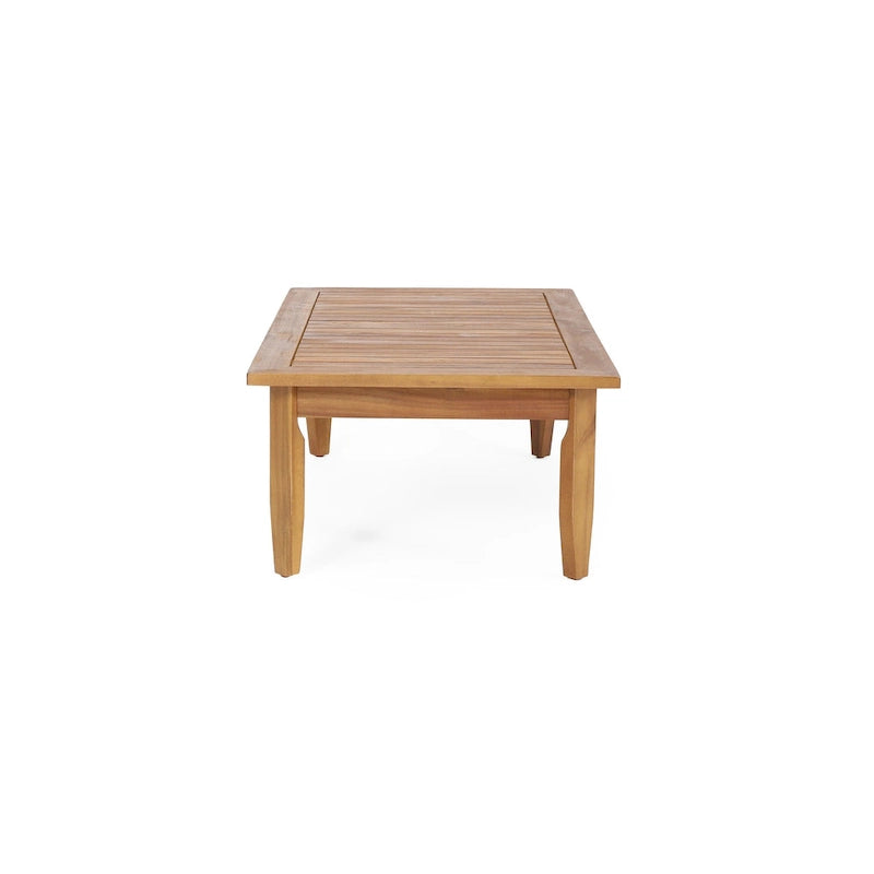 Table basse Sloane d'extérieur en bois d'acacia avec pouf, par Christopher Knight Home