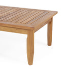 Table basse Sloane d'extérieur en bois d'acacia avec pouf, par Christopher Knight Home