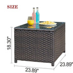 Table basse d'extérieur XIZZI en rotin et osier avec plateau en verre