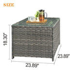 Table basse d'extérieur XIZZI en rotin et osier avec plateau en verre