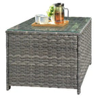 Table basse d'extérieur XIZZI en rotin et osier avec plateau en verre