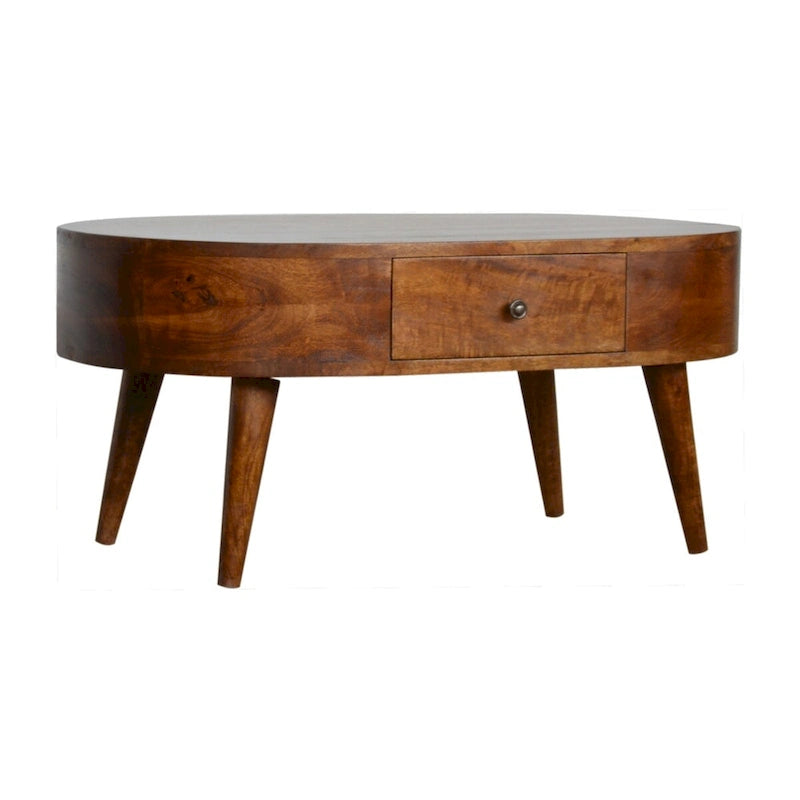 Table Basse Ronde en Châtaignier Massif Artisan Furniture