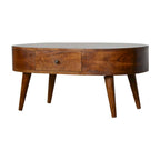 Table Basse Ronde en Châtaignier Massif Artisan Furniture
