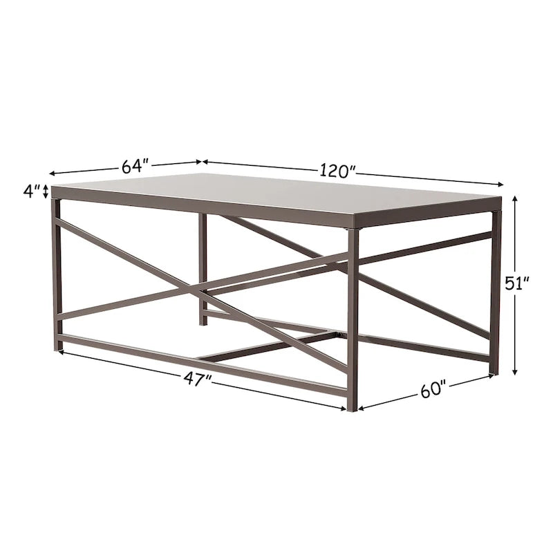 Table basse d'extérieur Cozywor pour patio, table rectangulaire en métal pour terrasse, véranda ou piscine, résistante aux intempéries