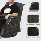 Cozywor Ensemble de conversation de 6 fauteuils pivotants à bascule en osier pour patio extérieur avec table d'appoint et ottoman
