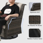 Cozywor Ensemble de conversation de 6 fauteuils pivotants à bascule en osier pour patio extérieur avec table d'appoint et ottoman