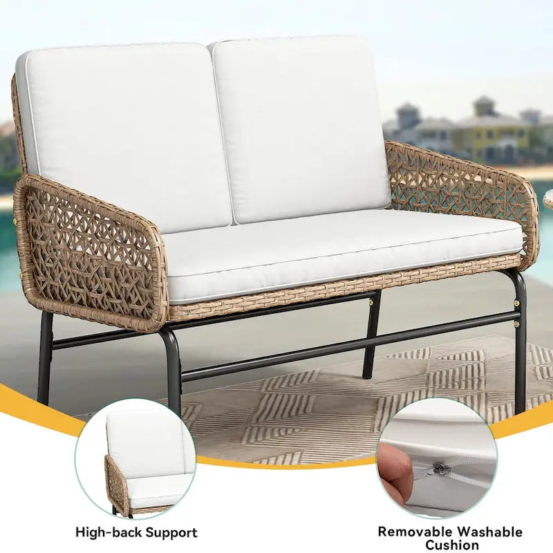 Causeuse de patio en osier pour l'extérieur – 59,9P x 100,1l x 84,1H